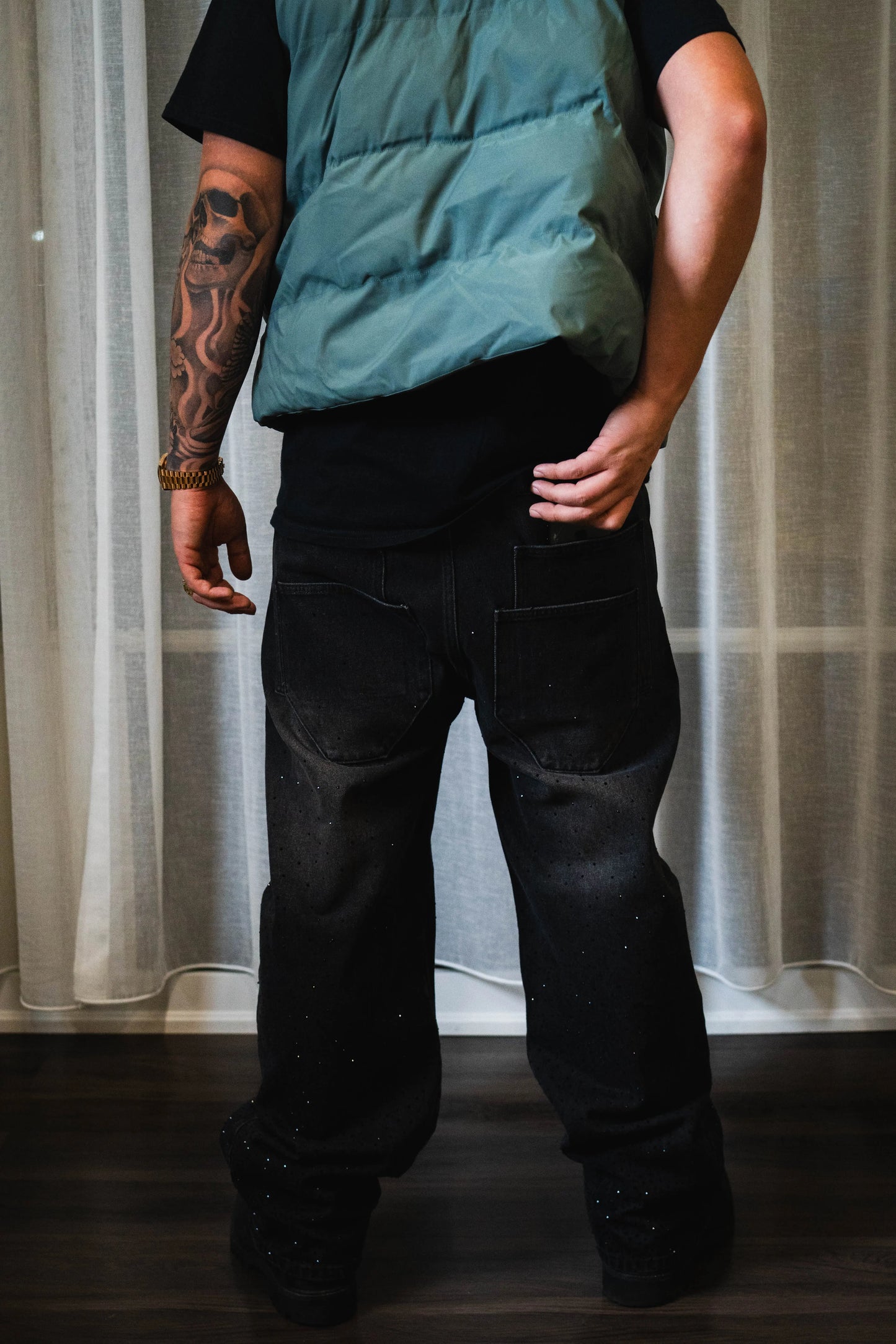Rhinestone Denim (Black) Khaotic