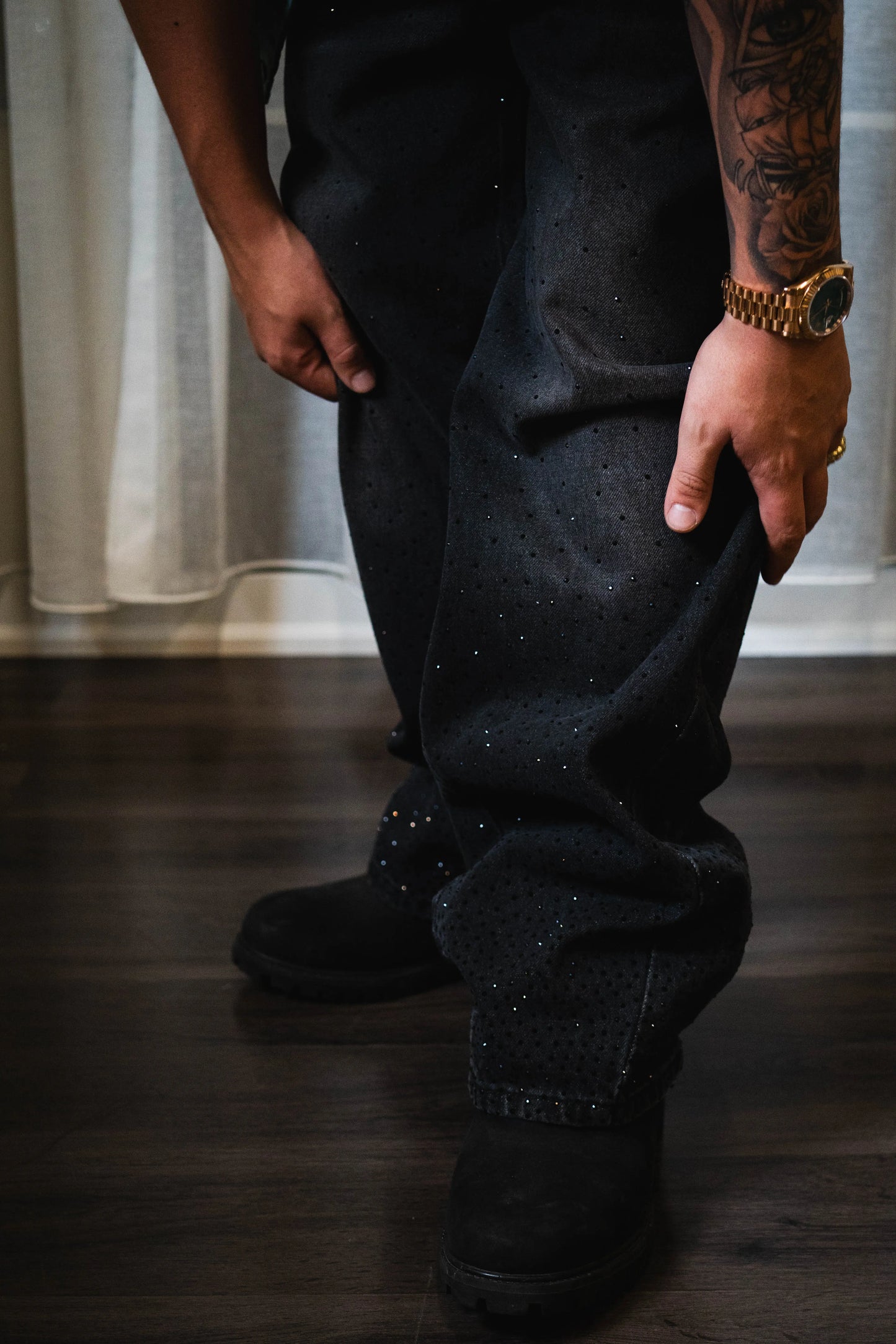 Rhinestone Denim (Black) Khaotic