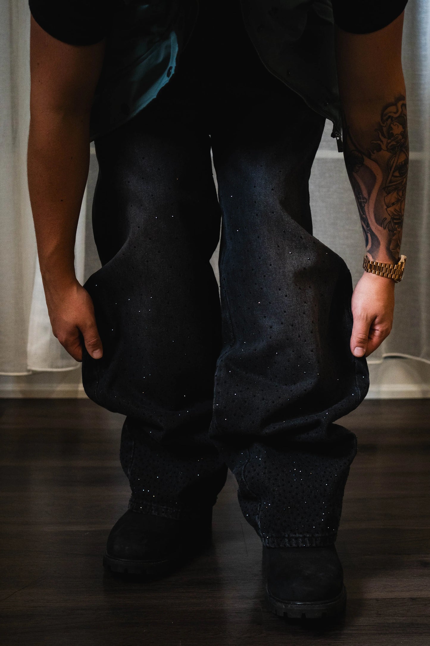 Rhinestone Denim (Black) Khaotic