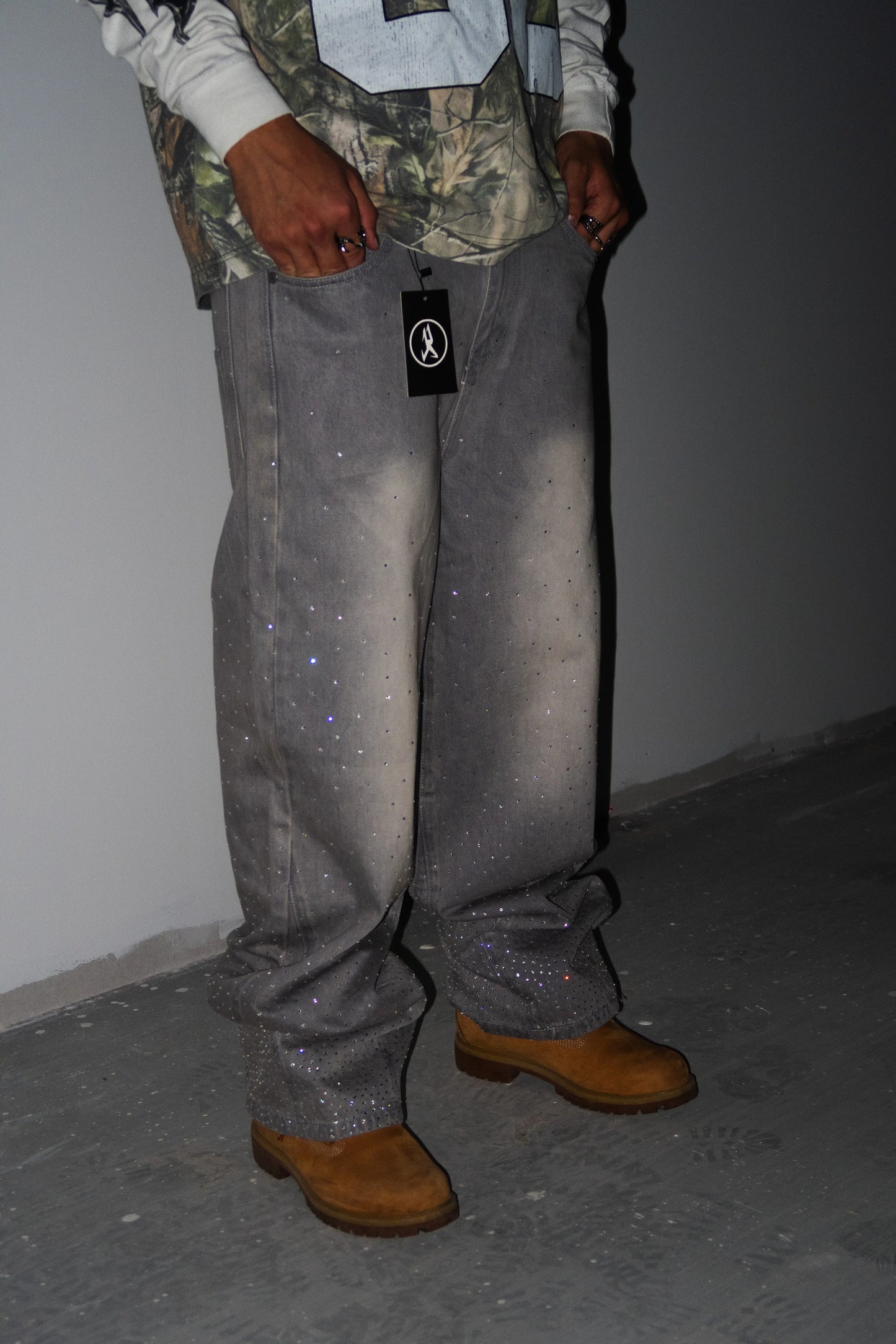 Rhinestone Denim (Grey) Khaotic