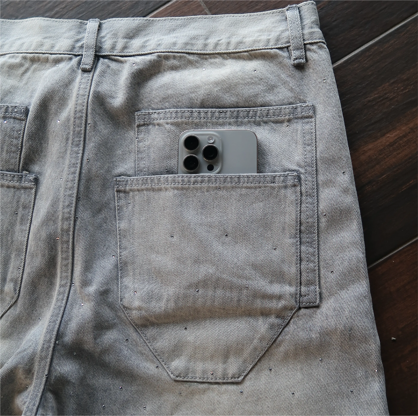Rhinestone Denim (Grey) Khaotic