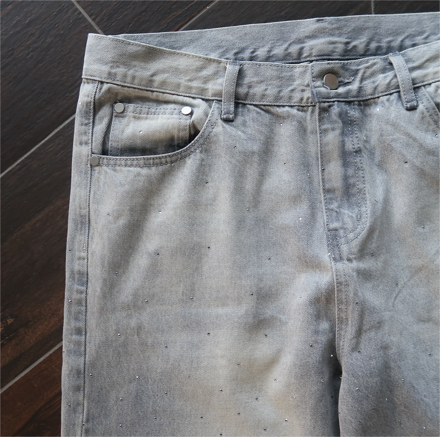 Rhinestone Denim (Grey) Khaotic
