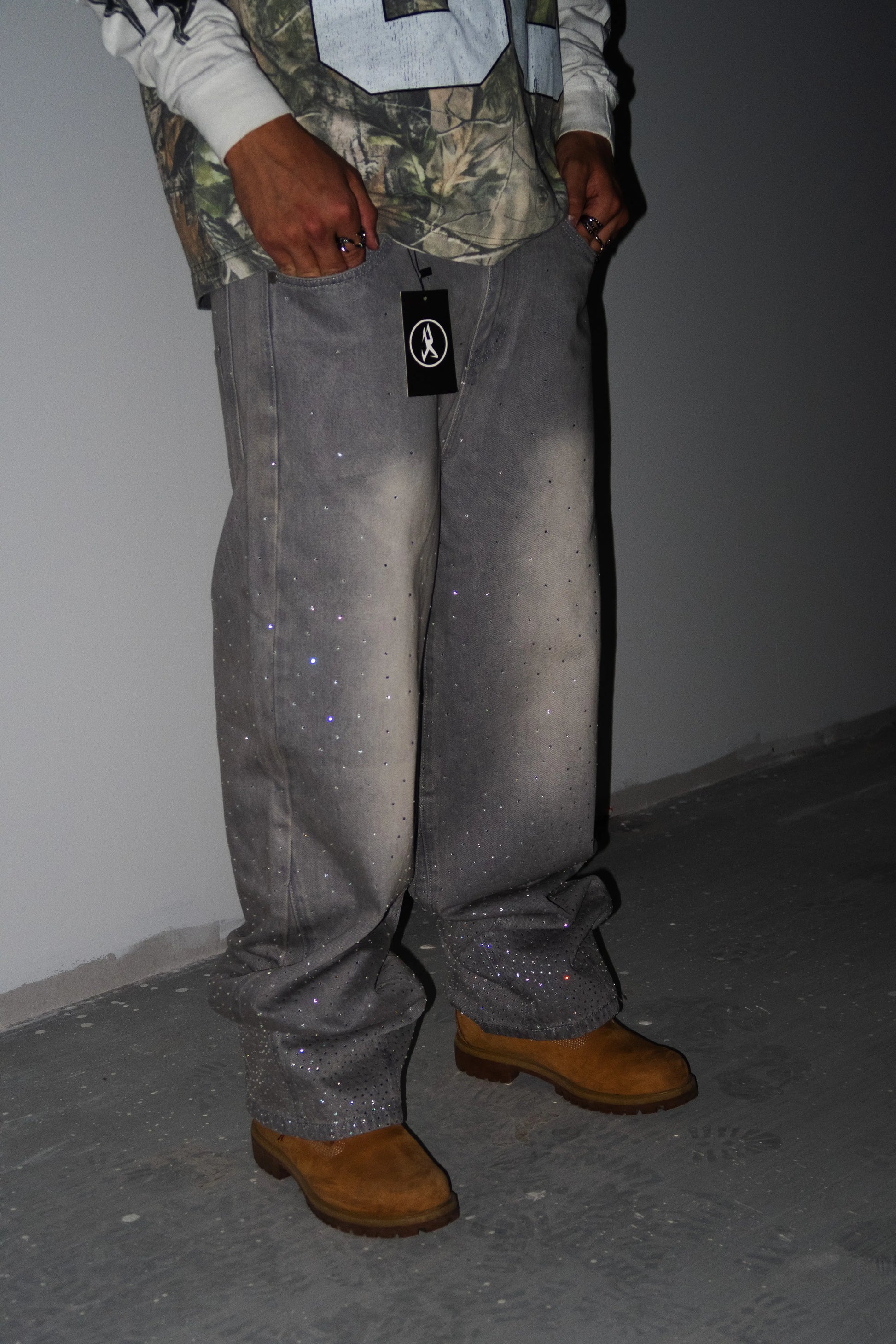 Rhinestone Denim (Grey) Khaotic