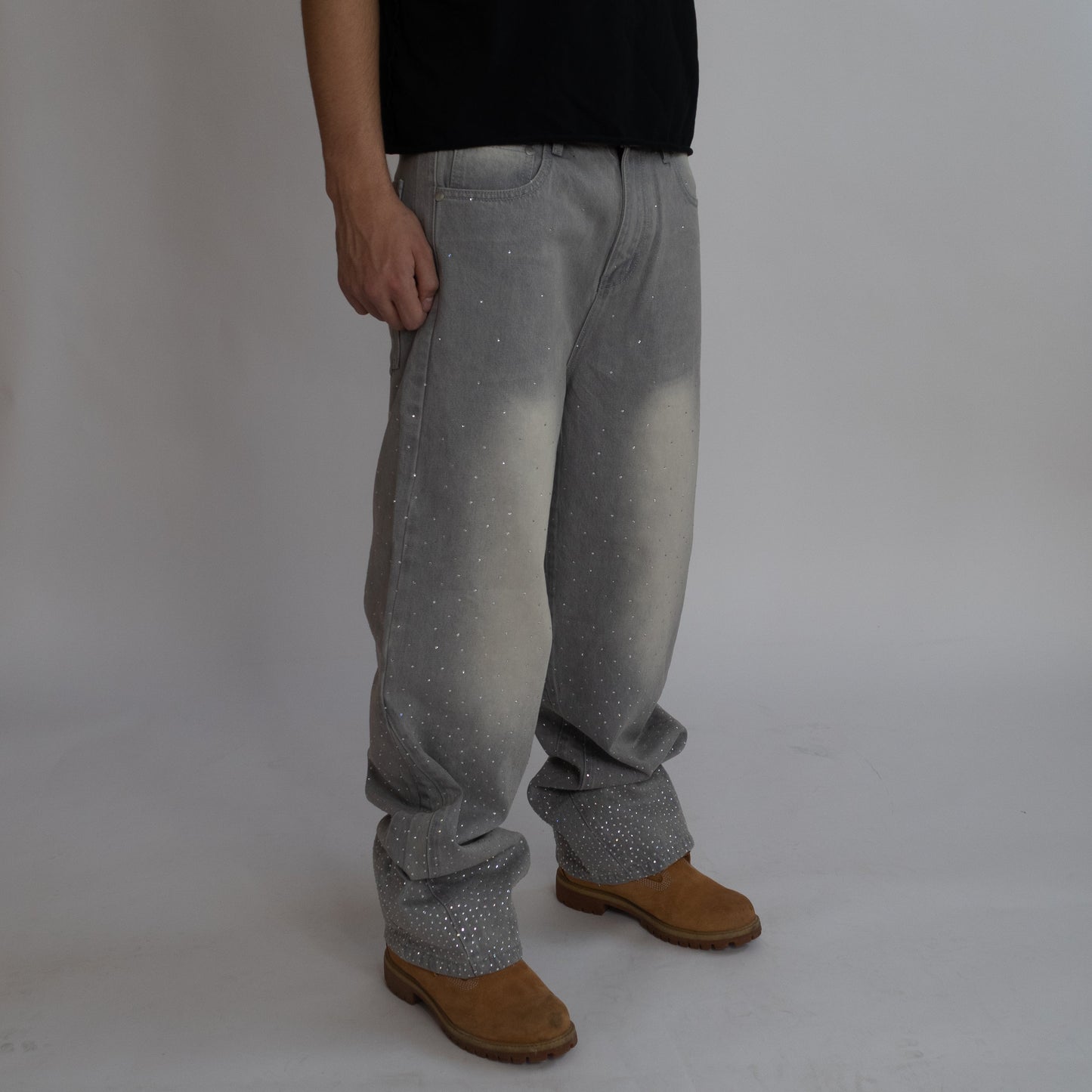 Rhinestone Denim (Grey)